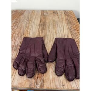 Vintage ARIS Leather Gloves Cashmere Lined Burgundy Plum Size Large